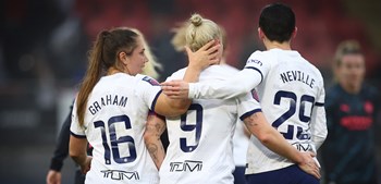 Women's players react to FA Cup victory over Man City